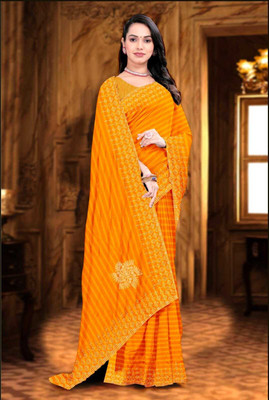 unityprints7 Printed, Woven Bollywood Georgette Saree(Yellow)