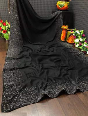 Queenhive Self Design Bollywood Georgette Saree(Black)