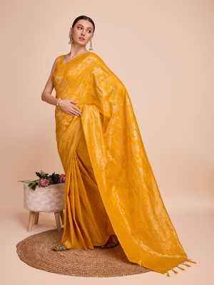 Sarvada Woven, Embellished Banarasi Pure Silk Saree(Gold, Yellow)