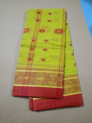 Maasaree Woven Jamdani Pure Cotton Saree(Brown)