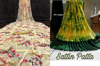 Sita Floral Print Bollywood Georgette Saree(Pack of 2, Yellow)