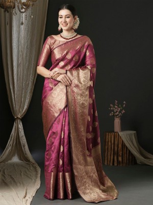 ANOUK Woven Banarasi Organza Saree(Maroon)