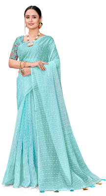 Vastramela Self Design Banarasi Net Saree(Blue)
