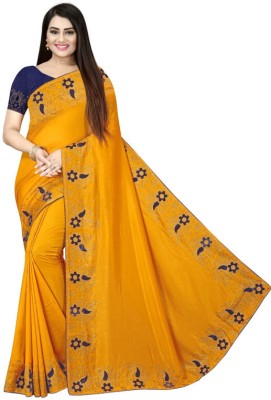 SHAKTIJEN ENTERPRISE Embroidered Bollywood Chanderi Saree(Mustard)