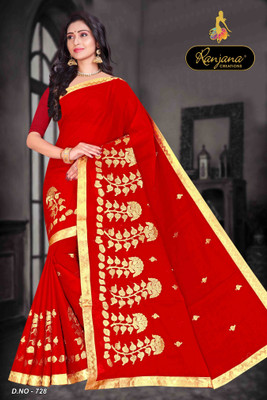 RANJANA CREATION Embellished Bollywood Cotton Silk Saree(Red)