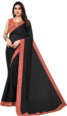 VIRUYA Embroidered Daily Wear Georgette Saree(Black)