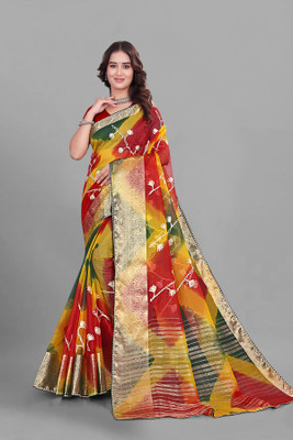 Aarunika MT Solid/Plain Bollywood Organza Saree(Multicolor)