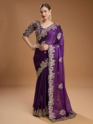 Brahmani Creation Embroidered Bollywood Georgette Saree(Maroon)