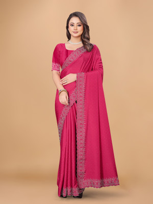 Tejal Creation Self Design Bollywood Crepe Saree(Pink)