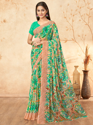 Divastri Printed Bollywood Georgette Saree(Green)