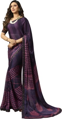 RAJESHWAR FASHION Printed Bollywood Pure Silk, Art Silk Saree(Purple)