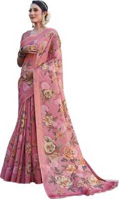 Madhumeena Printed Bollywood Cotton Silk Saree(Pink)