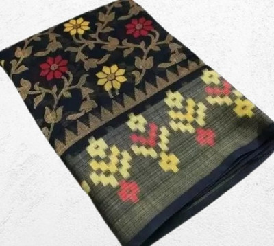 Saadhvi Printed Mysore Pure Silk Saree(Black, Beige)