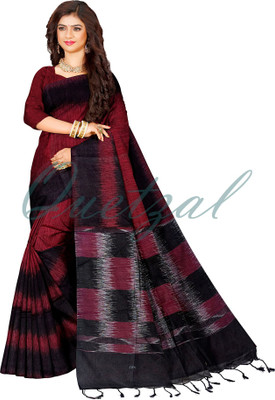 Quetzal Printed Sambalpuri Pure Cotton Saree(Red)