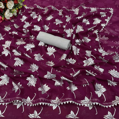 HouseOfCommon Temple Border Bollywood Georgette Saree(Purple)