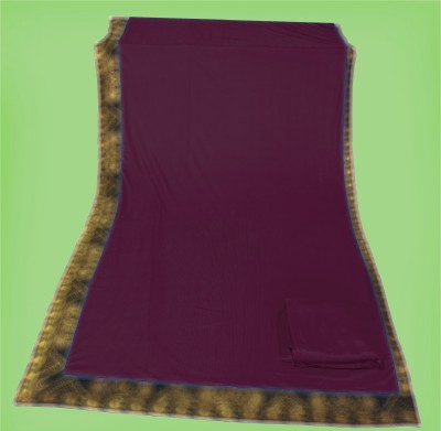 Anugrah Textile Solid/Plain Banarasi Lycra Blend, Chiffon Saree(Purple)