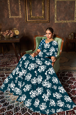nirmal creation Printed Bollywood Georgette Saree(Multicolor)