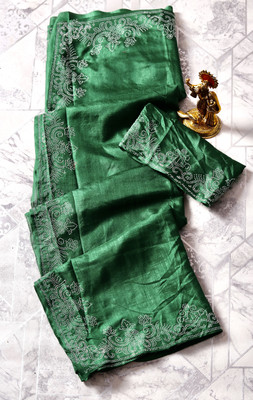 Dharam Creation Embellished Bollywood Georgette Saree(Green)