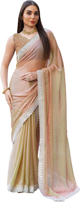 A V M PRINTS Embellished Bollywood Chiffon Saree(Cream)