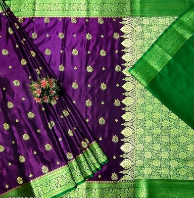 HouseOfCommon Printed Banarasi Jacquard Saree(Magenta)