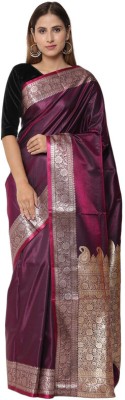 Aanchal Solid/Plain Banarasi Pure Silk Saree(Purple)