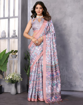 YASHIKA Printed Bollywood Art Silk Saree(Pink)