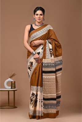 Tetarwal Floral Print Daily Wear Pure Cotton Saree(Multicolor)