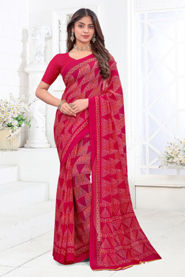 Emv Everymoment Vouge Printed Daily Wear Chiffon Saree(Pink)