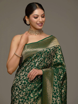 R K INFINITIVE Woven Kanjivaram Jacquard, Art Silk Saree(Green)