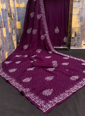 SHREE HARI PRINT Embellished Daily Wear Georgette Saree(Purple)