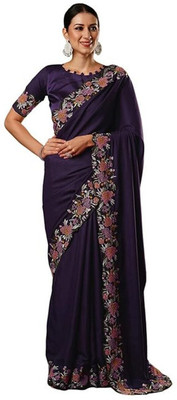 Chayanika Creation Self Design Bollywood Georgette Saree(Dark Blue)