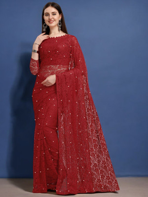 Nexafashion Self Design Bollywood Brasso Saree(Maroon)