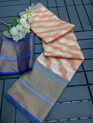VAKHARIYAFAB Woven, Self Design Kanjivaram Organza, Jacquard Saree(Orange)