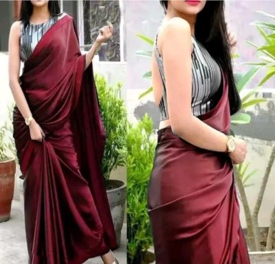 Arpita Fashion Solid/Plain, Self Design Bollywood Satin Saree(Purple)