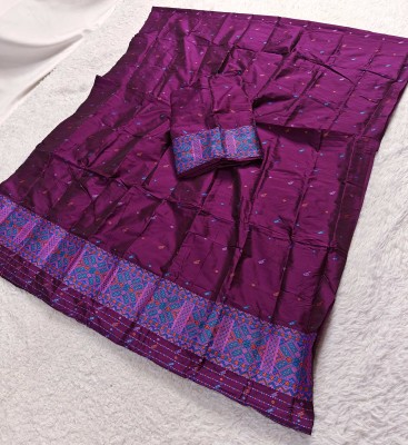 Skiran's Color Block Mekhela Chador Polyester Saree(Pack of 2, Purple)