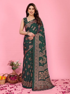 WELE DERBIES Printed Daily Wear Chiffon, Georgette Saree(Maroon)
