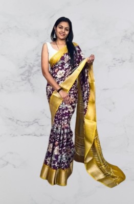 SSHAGUN LIFESTYLE Self Design Bollywood Cotton Blend Saree(Purple)