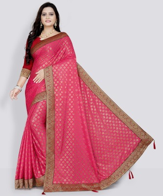 dhaduk fashion Embellished Kanjivaram Lycra Blend Saree(Pink)
