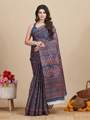 SHANVIKA Printed Daily Wear Pure Cotton Saree(Grey)