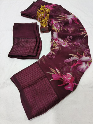 VD PRINTS Printed Kalamkari Georgette Saree(Black)