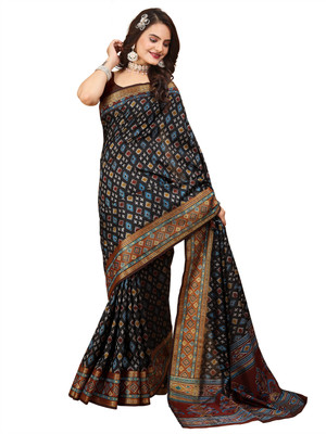 kartavya Printed Patola Silk Blend Saree(Magenta)