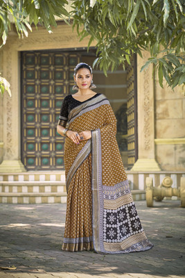 SoshrepCreation Printed Bandhani Pure Cotton Saree(Multicolor)