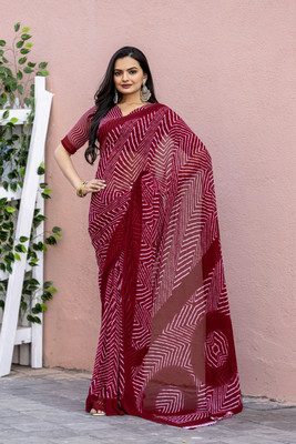 Leelavati Printed Daily Wear Chiffon Saree(Maroon)
