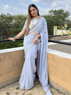 Divastri Embellished Bollywood Georgette Saree(Grey)