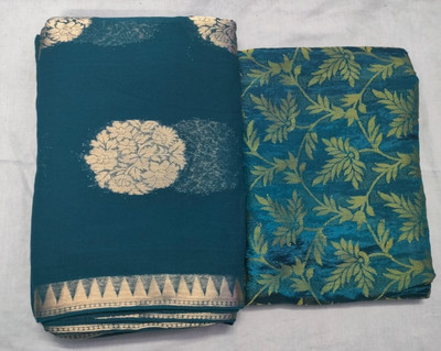 Durga Emporio Woven Bollywood Georgette Saree(Green)