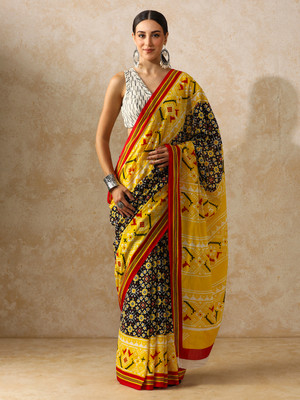 Moara Printed Daily Wear Pure Cotton Saree(Yellow)