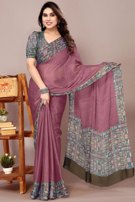 MIRCHI FASHION Printed Daily Wear Chiffon, Georgette Saree(Purple)