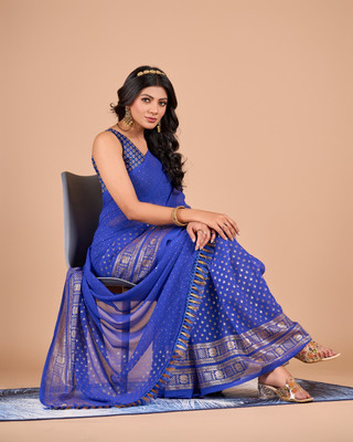 Virendra Textile Printed Bollywood Chiffon Saree(Multicolor)