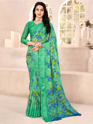 Tasrika Printed Daily Wear Chiffon Saree(Light Green)