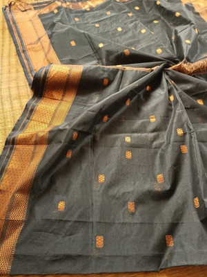 Sayak Creation Woven Tant Handloom Cotton Silk Saree(Light Blue)